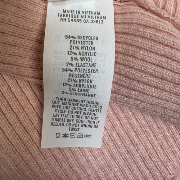 Aerie AE Pink Ribbed Knit Rosette V Neck Long Sleeve Ruche Tie Crop Sweater - Picture 15 of 17